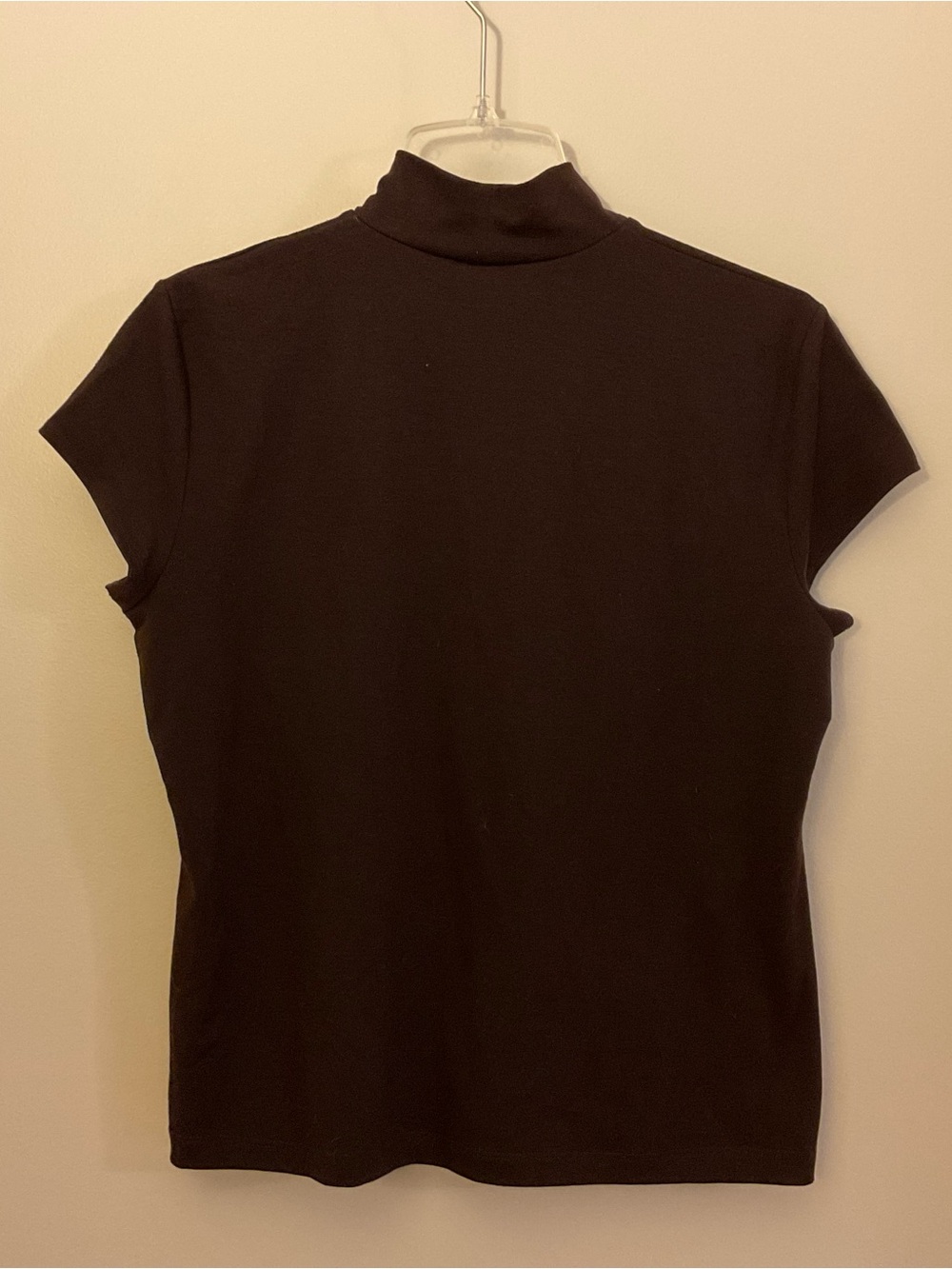 Brown mock neck short sleeve top